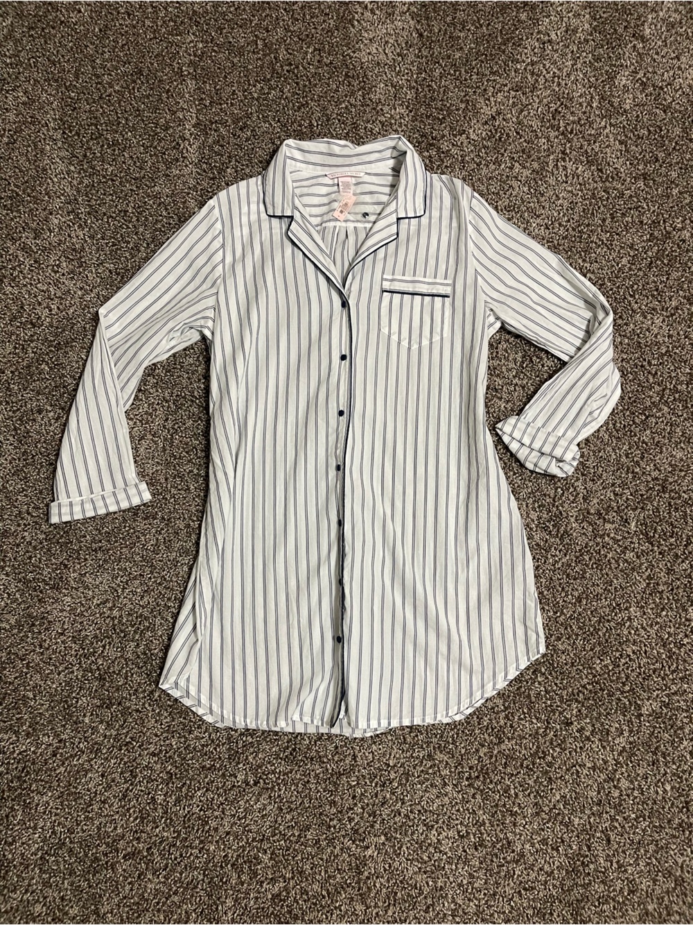 NWT Victoria’s Secret Striped Button-Up Sleep Shirt Nightshirt Nightgown